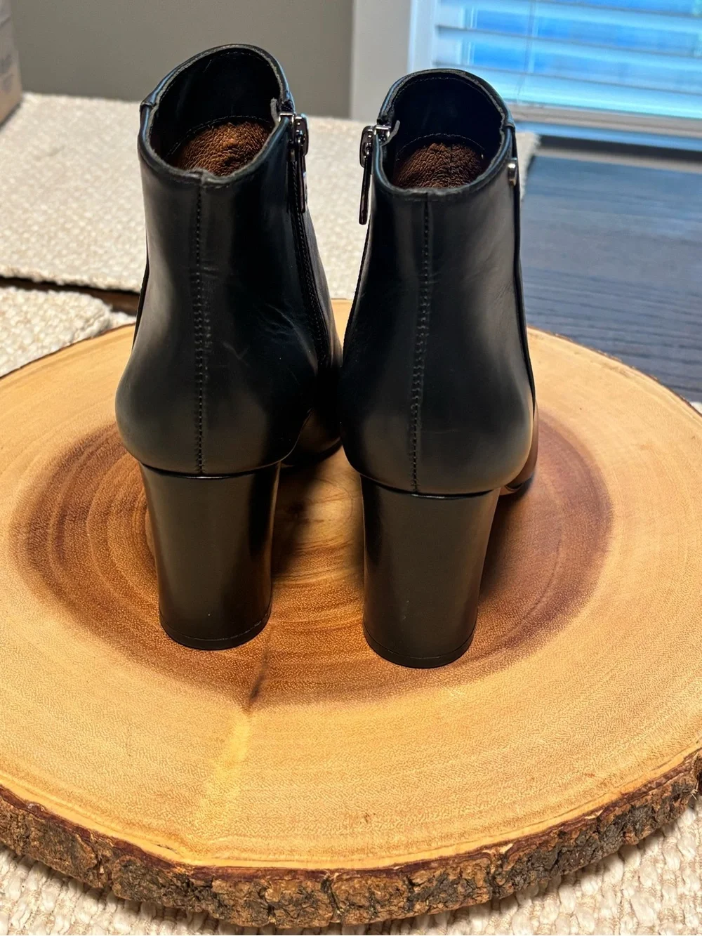 ANTONIO MELANI Black Leather Pointed Toe Ankle Booties